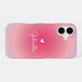 Coque iPhone 16 Cœur dégradé rose violet Minimal Script Nom (Verso Horizontal)