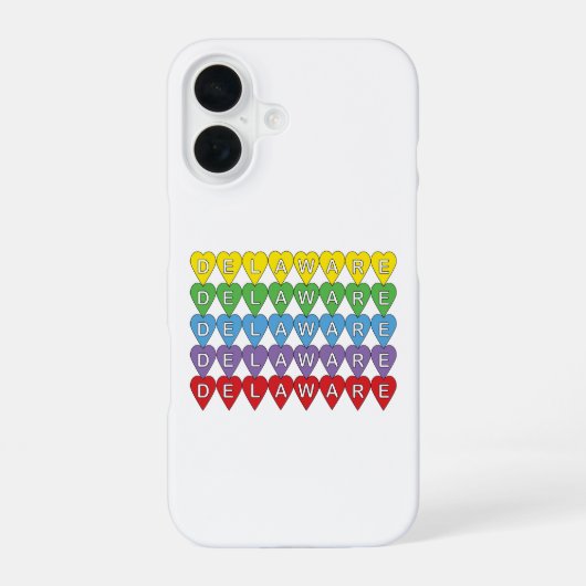 Coque iPhone 16 Cœurs colorés du Delaware (Verso)