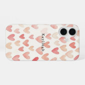 Coque iPhone 16 Cœurs Crème Rose (Verso Horizontal)