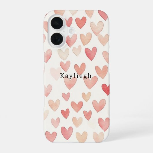Coque iPhone 16 Cœurs Crème Rose (Verso)