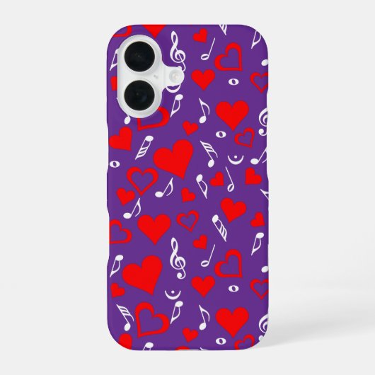 Coque iPhone 16 Cœurs et notes de musique (Verso)