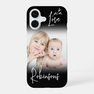 Coque iPhone 16 Cœurs Fantaisistes Écriture Moderne Amour Noir & B