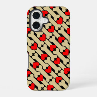 Coque iPhone 16 Coeurs os de chien