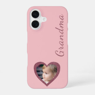 Coque iPhone 16 Cœurs roses de grand-mère Petits-enfants Photo per