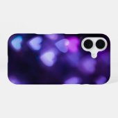 Coque iPhone 16 Cœurs violets néon (Verso Horizontal)