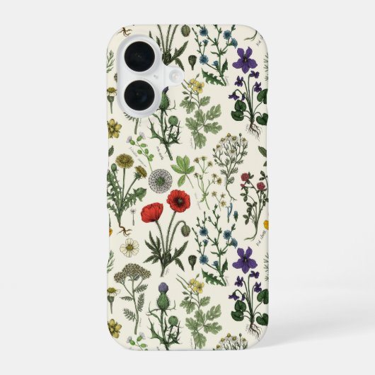 Coque iPhone 16 Collage de fleurs sauvages (Verso)