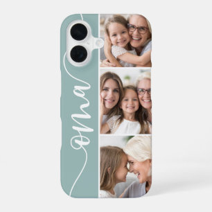 Coque iPhone 16 Collage de photos de grand-mère Oma Script