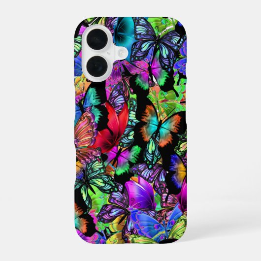 Coque iPhone 16 Collection Papillon Néon (Verso)