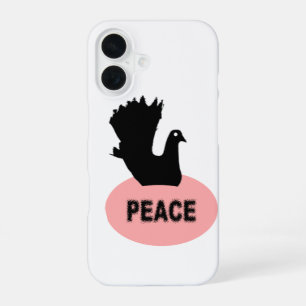 Coque iPhone 16 Colombe de la paix noire et rose