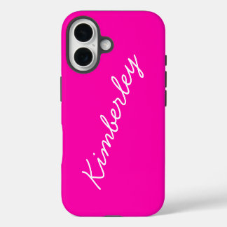 Coque iPhone 16 Coloré rose néon Monogramme mode tendance Couleurs