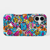 Coque iPhone 16 Colourful Neon Robot Pattern iPhone 16 case (Verso Horizontal)