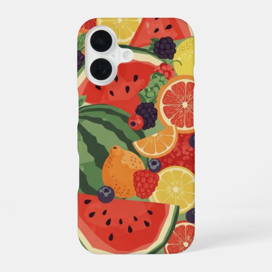 Coque iPhone 16 Composition de fruits d'été vintage (Verso)