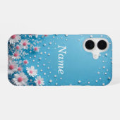 Coque iPhone 16 Composition florale avec fond à pois (Verso Horizontal)