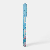 Coque iPhone 16 Composition florale avec fond à pois (Côté droit)