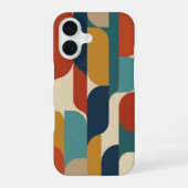 Coque iPhone 16 Composition verticale abstraite rétro (Verso)