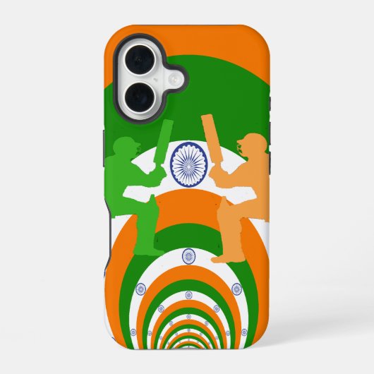 Coque iPhone 16 Conception Abstraite de l'Esprit de Cricket Indien (Verso)