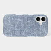 Coque iPhone 16 Conception Abstraite Sur Denim Faded (Verso Horizontal)