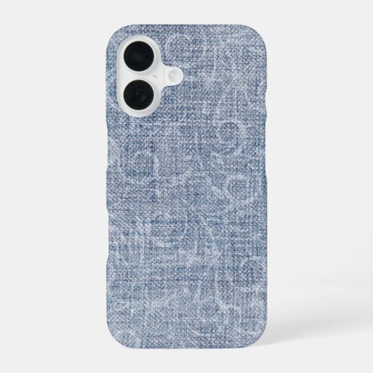 Coque iPhone 16 Conception Abstraite Sur Denim Faded (Verso)