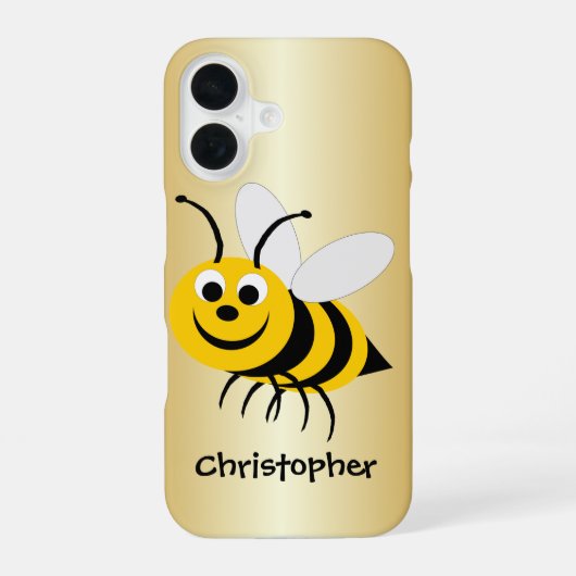 Coque iPhone 16 Conception d'abeille (Verso)