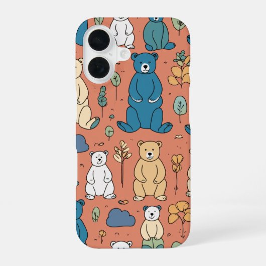 Coque iPhone 16 Conception de boîtier téléphonique Motif d'ours ad (Verso)