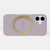 Coque iPhone 16 Conception de cercle abstrait doré mignon en nom l (Verso Horizontal)