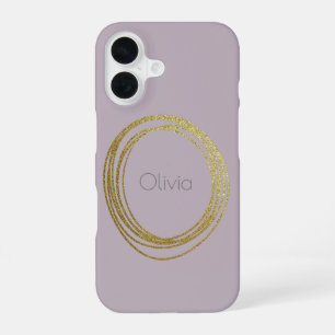 Coque iPhone 16 Conception de cercle abstrait doré mignon en nom l