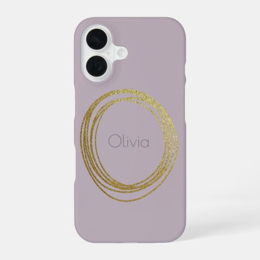 Coque iPhone 16 Conception de cercle abstrait doré mignon en nom l (Verso)