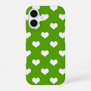 Coque iPhone 16 Conception de coeurs adorables verts blancs