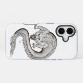 Coque iPhone 16 Conception de dragon loup noir et blanc (Verso Horizontal)