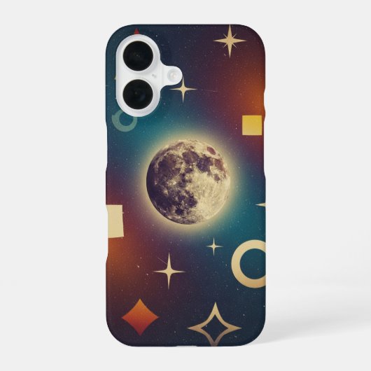Coque iPhone 16 Conception de lune rétro stylisée (Verso)