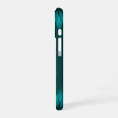 Coque iPhone 16 Conception de mandala à feuilles sarcelles sur fon (Côté gauche)
