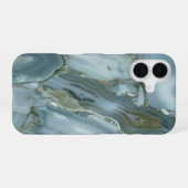 Coque iPhone 16 Conception de marbre turquoise bleu iPhone (Verso Horizontal)