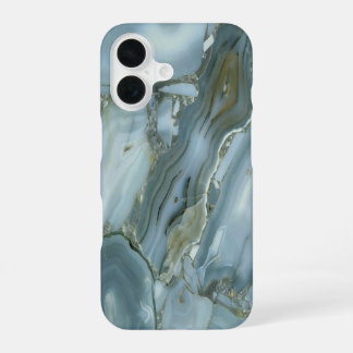 Coque iPhone 16 Conception de marbre turquoise bleu iPhone
