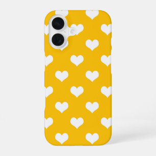 Coque iPhone 16 Conception de motif de cœur d'amour blanc jaune