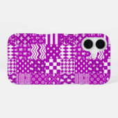 Coque iPhone 16 Conception de patchwork à motifs mixtes violet bla (Verso Horizontal)
