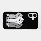 Coque iPhone 16 Conception de protestation de poings levés résista (Verso Horizontal)