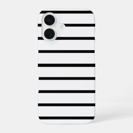 Coque iPhone 16 Conception de rayures blanches et noires (Verso)