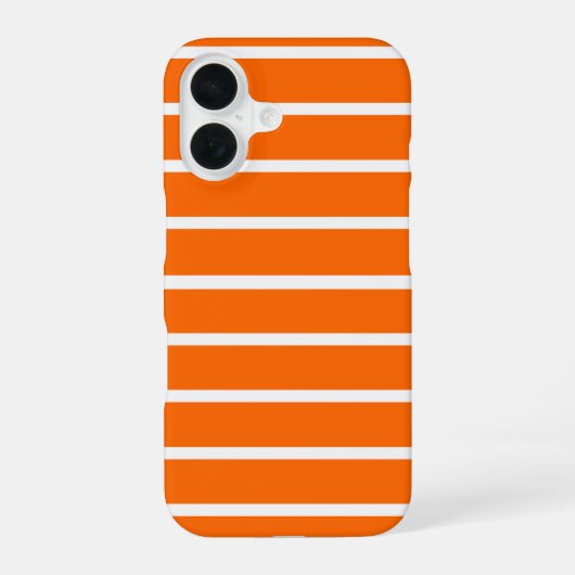 Coque iPhone 16 Conception de rayures orange et blanc (Verso)