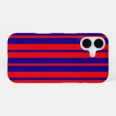 Coque iPhone 16 Conception de rayures rouges et bleues (Verso Horizontal)
