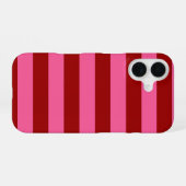 Coque iPhone 16 Conception de rayures rouges roses bordeaux (Verso Horizontal)