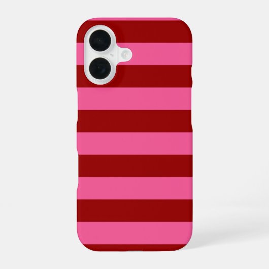 Coque iPhone 16 Conception de rayures rouges roses bordeaux (Verso)