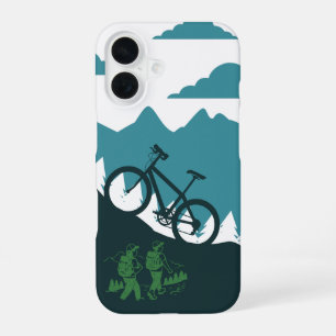 Coque iPhone 16 Conception de silhouette de cycliste VTT en plein