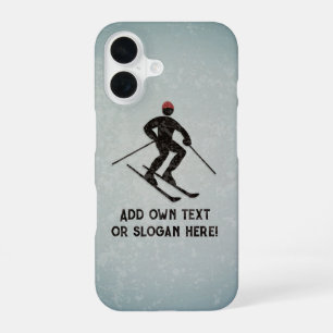 Coque iPhone 16 Conception de ski - Skieur au look métal peint - a
