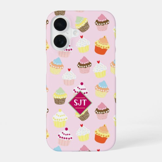 Coque iPhone 16 Conception de thème de boulangerie de Cup Cakes. (Verso)
