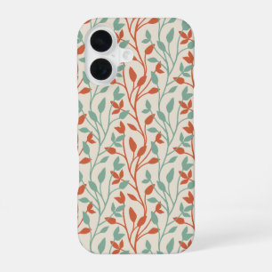 Coque iPhone 16 Conception de vigne botanique moderne orange sauge