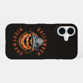 Coque iPhone 16 Conception d'épouvantail de citrouille d'Halloween (Verso Horizontal)