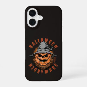 Coque iPhone 16 Conception d'épouvantail de citrouille d'Halloween