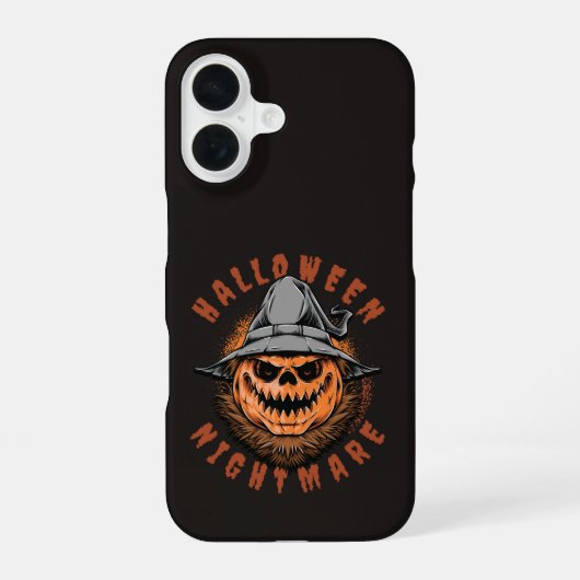 Coque iPhone 16 Conception d'épouvantail de citrouille d'Halloween (Verso)