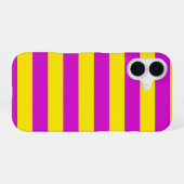 Coque iPhone 16 Conception des rayures pourpre et jaune (Verso Horizontal)
