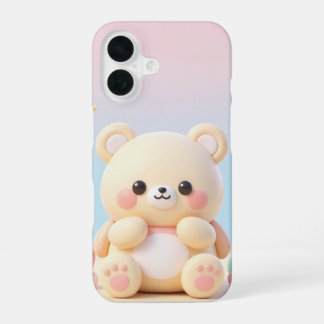 Coque iPhone 16 Conception d'ours mignon kawaii